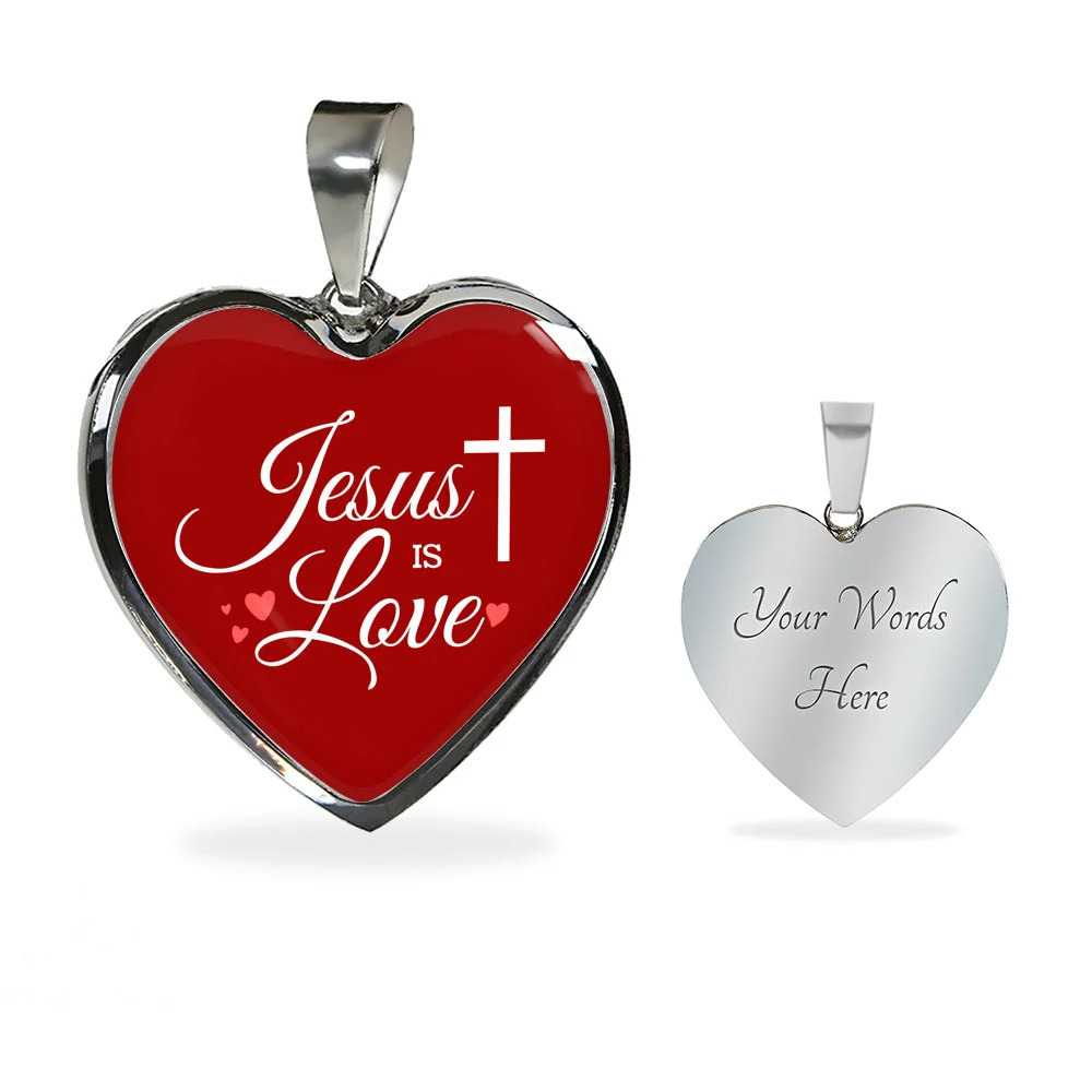 Jesus Is Love Necklace Personalized Engraved Silver Heart Necklace Custom Name